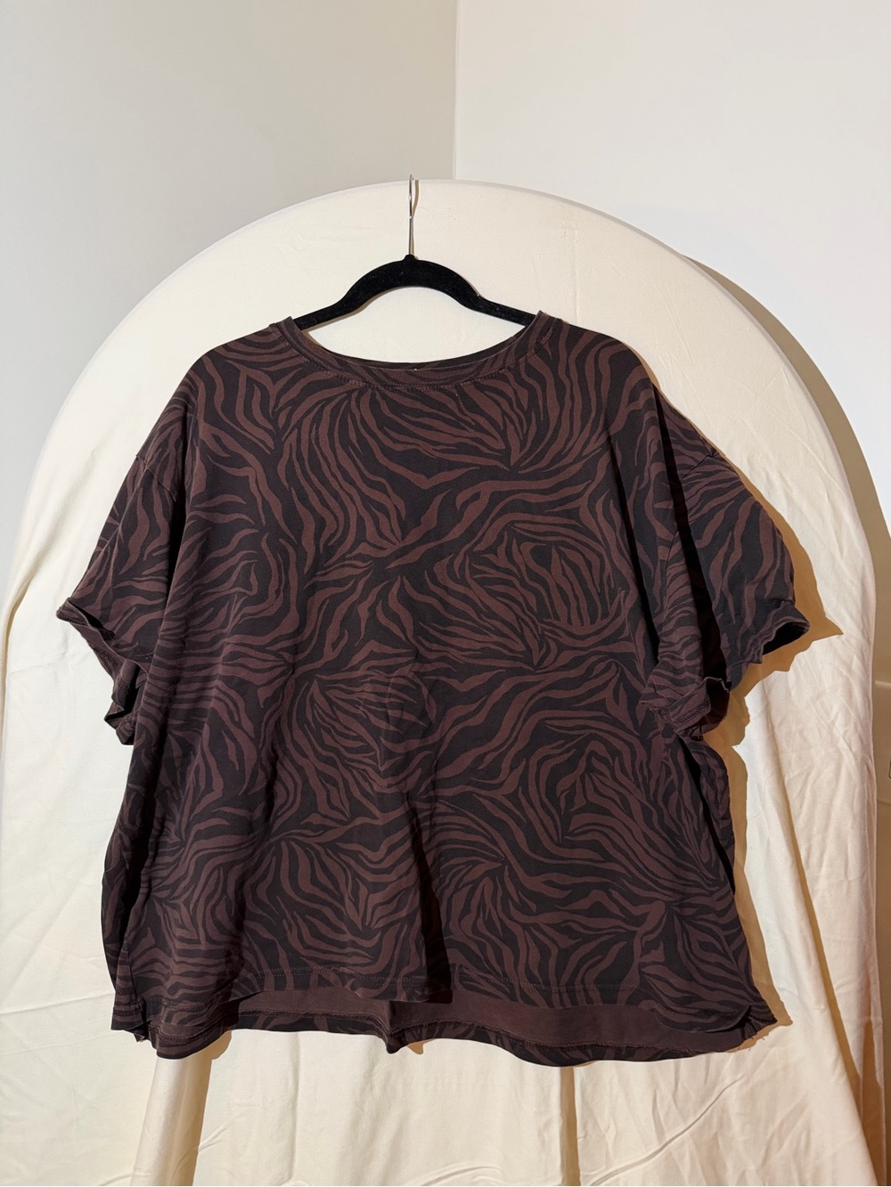 H&M Dark Brown Zebra-Print Short Sleeve Tee
